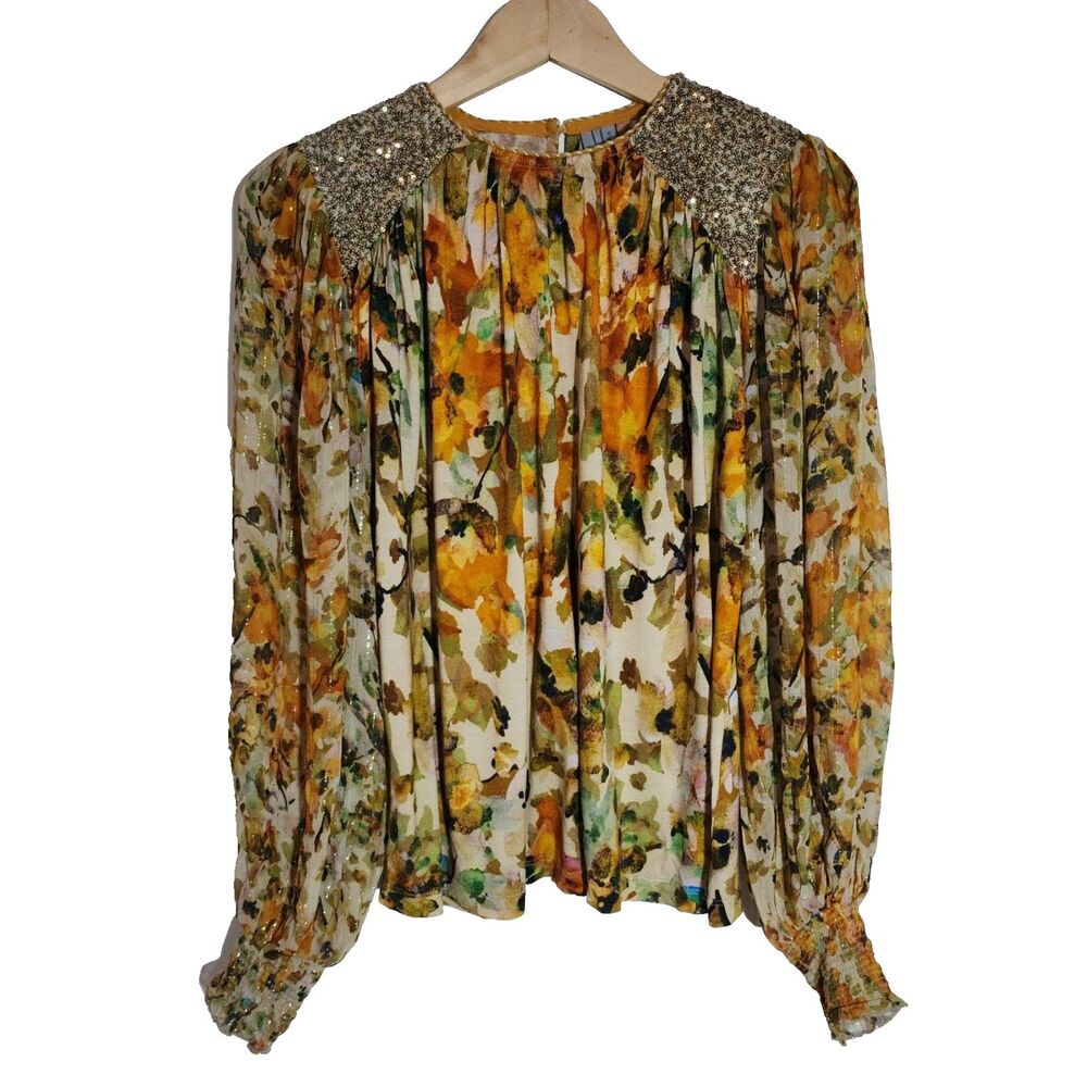 Anthropologie Bl-nk London Sequin Embellished Blouse Multicolor Women's XS